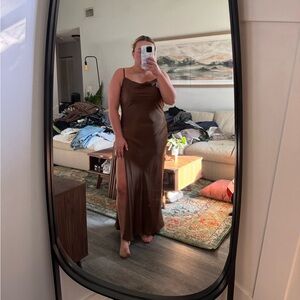 12th Tribe Chocolate silk dress Size Large